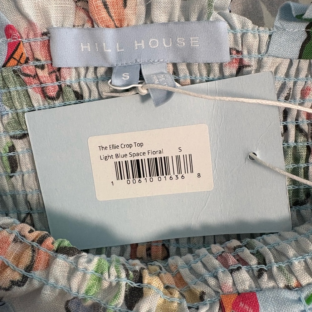 Hill House the Ellie Crop Top in Light Blue Space Floral NWT - Picture 2 of 6